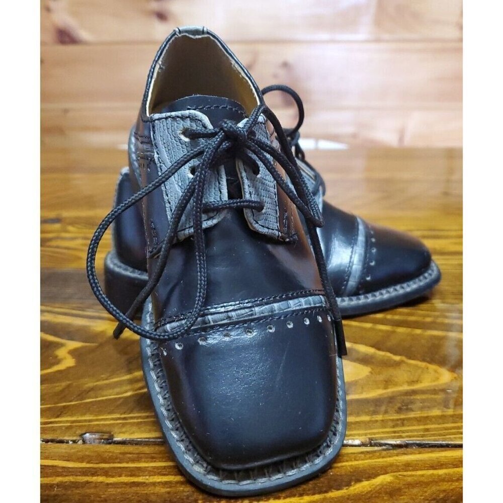 Liberty Gliders Boys Size 9 Shoes Black And Gray Dress Shoe